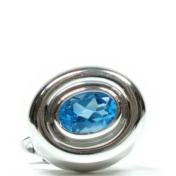 Blue Topaz Platinum Earrings - Picture 6 of 7